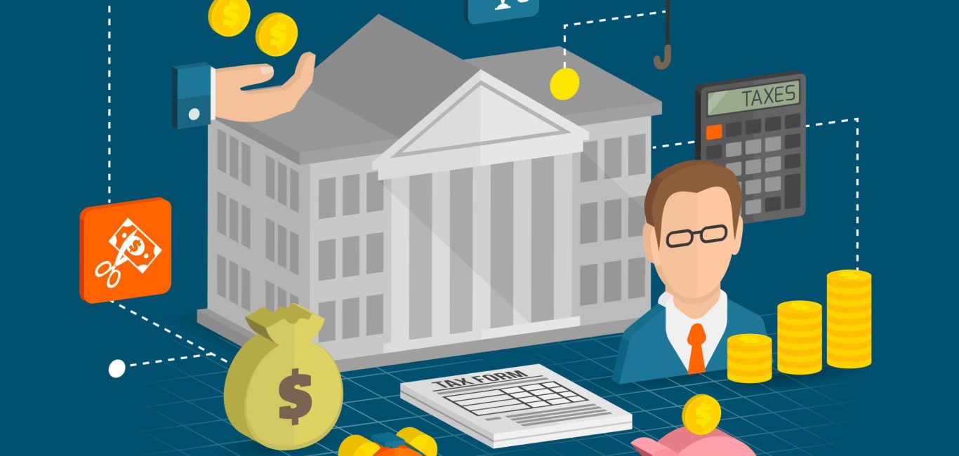 Tax icons isometric set with internal revenue service time calculation elements vector illustration